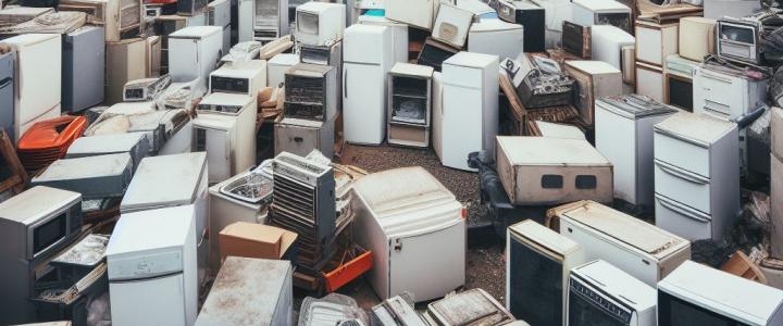 scrapyard of old home appliances